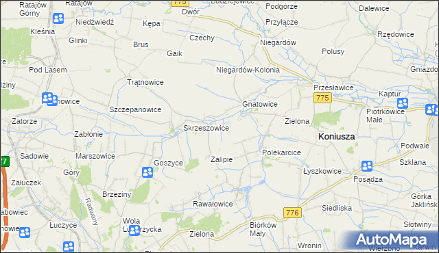 mapa Łososkowice, Łososkowice na mapie Targeo