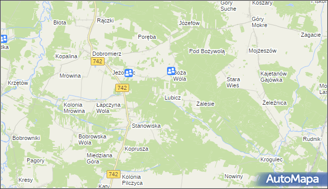 mapa Lubicz gmina Kluczewsko, Lubicz gmina Kluczewsko na mapie Targeo