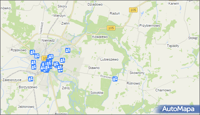 mapa Lubieszewo gmina Gryfice, Lubieszewo gmina Gryfice na mapie Targeo