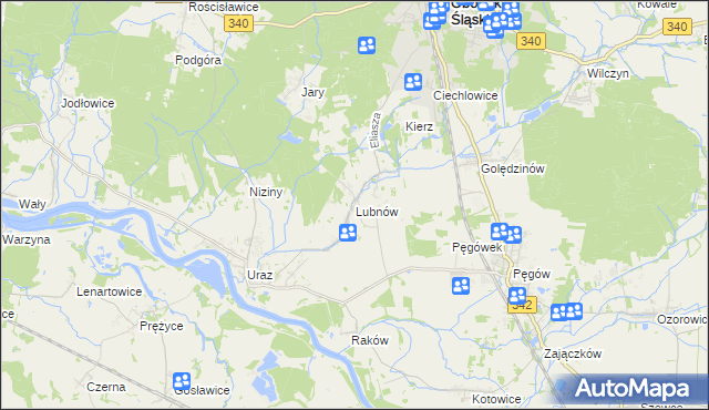 mapa Lubnów gmina Oborniki Śląskie, Lubnów gmina Oborniki Śląskie na mapie Targeo