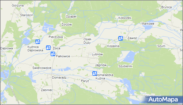 mapa Lubnów gmina Pokój, Lubnów gmina Pokój na mapie Targeo