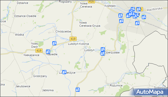 mapa Lubotyń gmina Kietrz, Lubotyń gmina Kietrz na mapie Targeo