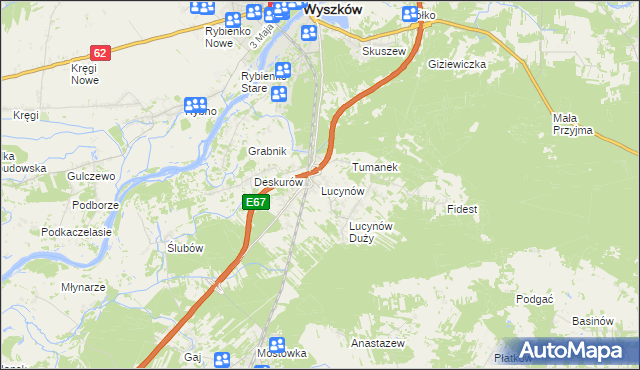 mapa Lucynów gmina Wyszków, Lucynów gmina Wyszków na mapie Targeo