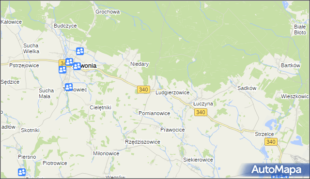 mapa Ludgierzowice, Ludgierzowice na mapie Targeo