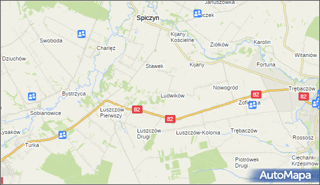 mapa Ludwików gmina Spiczyn, Ludwików gmina Spiczyn na mapie Targeo