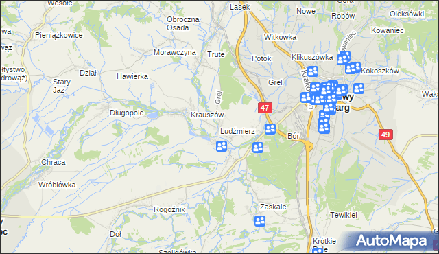 mapa Ludźmierz, Ludźmierz na mapie Targeo