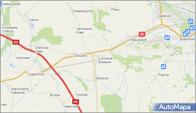 mapa Łukowice Brzeskie, Łukowice Brzeskie na mapie Targeo