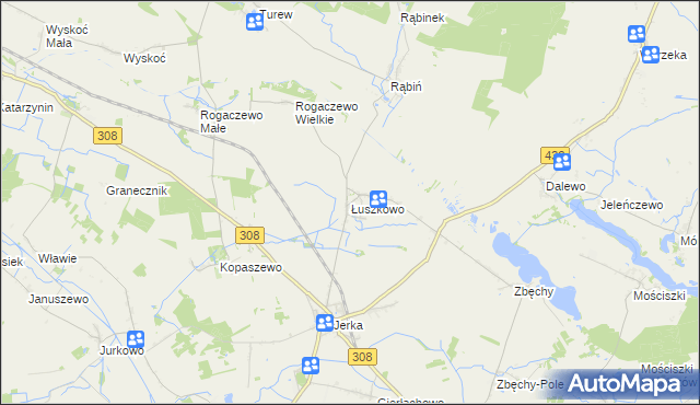 mapa Łuszkowo, Łuszkowo na mapie Targeo