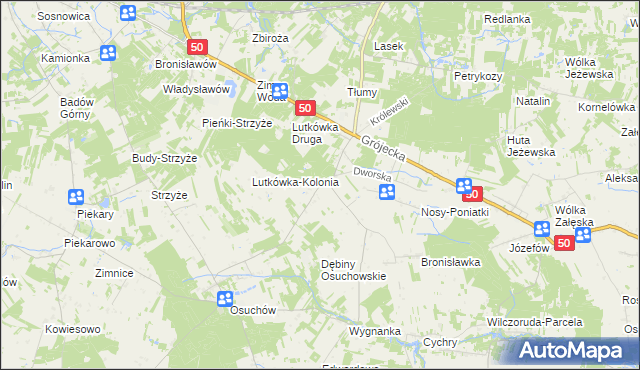 mapa Lutkówka gmina Mszczonów, Lutkówka gmina Mszczonów na mapie Targeo