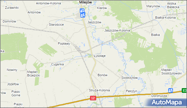 mapa Łysołaje, Łysołaje na mapie Targeo