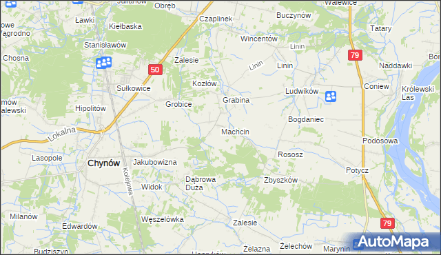 mapa Machcin gmina Chynów, Machcin gmina Chynów na mapie Targeo