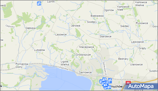 mapa Maciejowice gmina Otmuchów, Maciejowice gmina Otmuchów na mapie Targeo