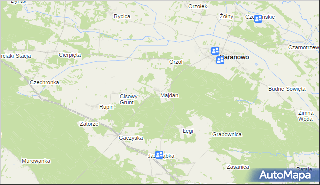 mapa Majdan gmina Baranowo, Majdan gmina Baranowo na mapie Targeo