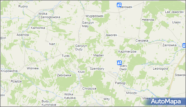 mapa Majdan gmina Wierzbno, Majdan gmina Wierzbno na mapie Targeo