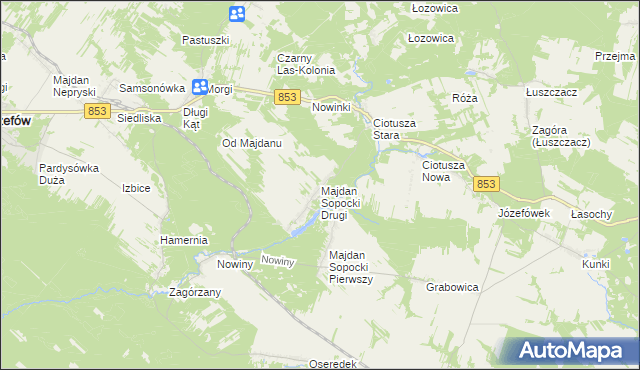 mapa Majdan Sopocki Drugi, Majdan Sopocki Drugi na mapie Targeo