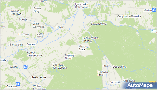 mapa Mąkosy Stare, Mąkosy Stare na mapie Targeo