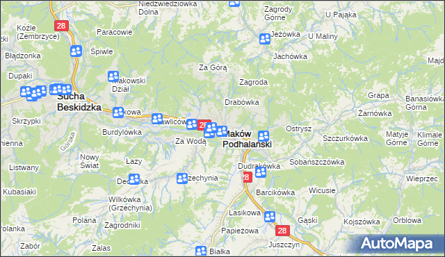 mapa Maków Podhalański, Maków Podhalański na mapie Targeo