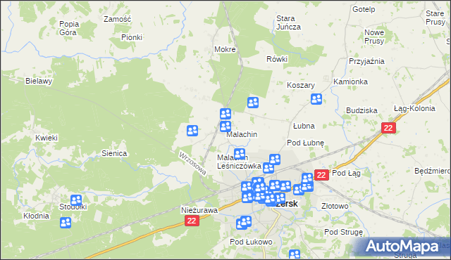 mapa Malachin, Malachin na mapie Targeo