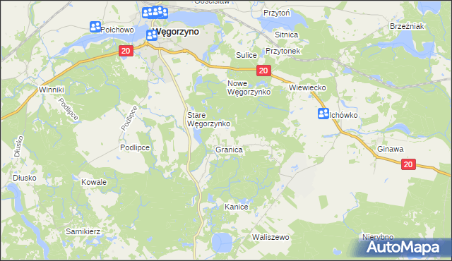 mapa Małe Węgorzynko, Małe Węgorzynko na mapie Targeo