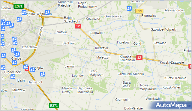 mapa Małęczyn gmina Gózd, Małęczyn gmina Gózd na mapie Targeo