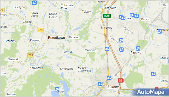 mapa Małkowo, Małkowo na mapie Targeo