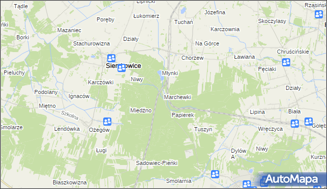 mapa Marchewki gmina Siemkowice, Marchewki gmina Siemkowice na mapie Targeo
