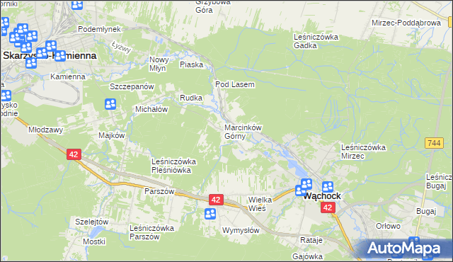 mapa Marcinków gmina Wąchock, Marcinków gmina Wąchock na mapie Targeo