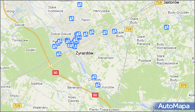 mapa Mariampol gmina Jaktorów, Mariampol gmina Jaktorów na mapie Targeo