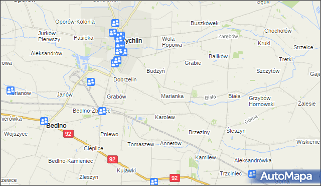 mapa Marianka gmina Żychlin, Marianka gmina Żychlin na mapie Targeo