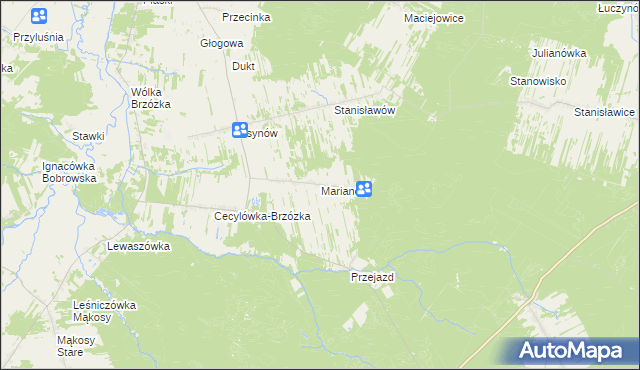 mapa Marianów gmina Głowaczów, Marianów gmina Głowaczów na mapie Targeo