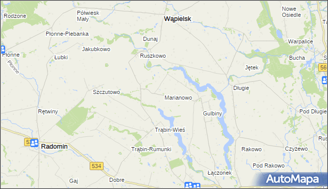 mapa Marianowo gmina Brzuze, Marianowo gmina Brzuze na mapie Targeo