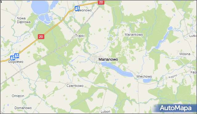 mapa Marianowo powiat stargardzki, Marianowo powiat stargardzki na mapie Targeo