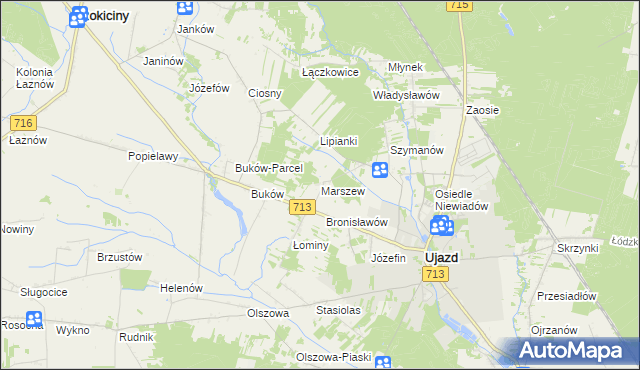 mapa Marszew gmina Ujazd, Marszew gmina Ujazd na mapie Targeo