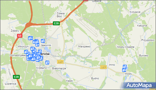 mapa Marszewo gmina Goleniów, Marszewo gmina Goleniów na mapie Targeo