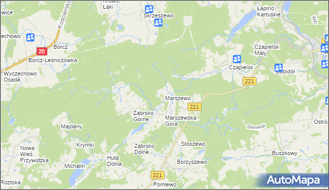 mapa Marszewo gmina Przywidz, Marszewo gmina Przywidz na mapie Targeo