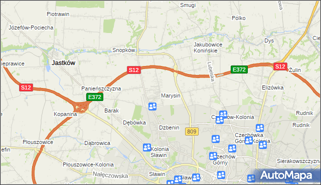 mapa Marysin gmina Jastków, Marysin gmina Jastków na mapie Targeo