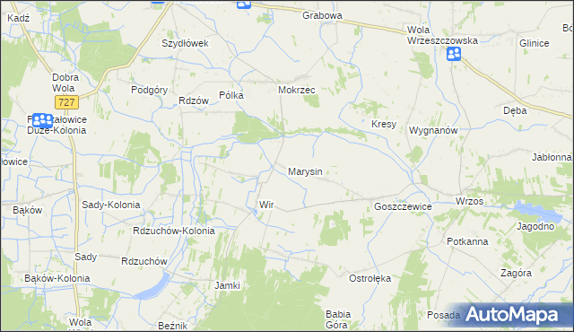 mapa Marysin gmina Potworów, Marysin gmina Potworów na mapie Targeo