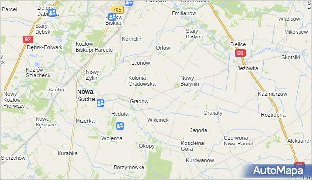 mapa Marysinek gmina Nowa Sucha, Marysinek gmina Nowa Sucha na mapie Targeo