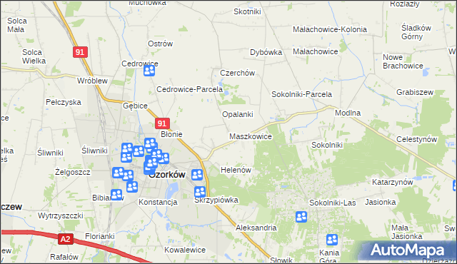 mapa Maszkowice gmina Ozorków, Maszkowice gmina Ozorków na mapie Targeo