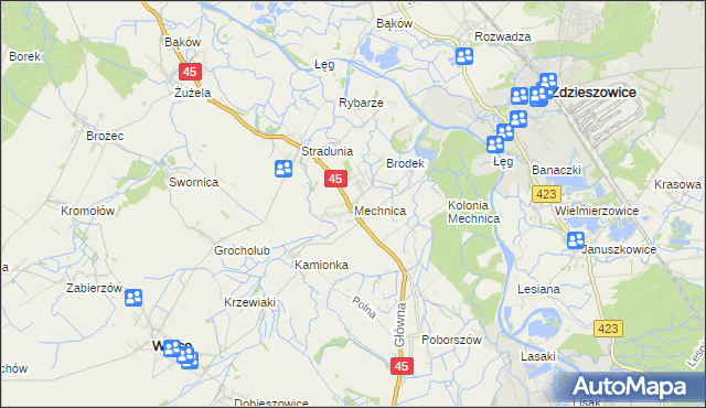 mapa Mechnica, Mechnica na mapie Targeo