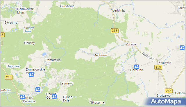 mapa Mechowo gmina Puck, Mechowo gmina Puck na mapie Targeo