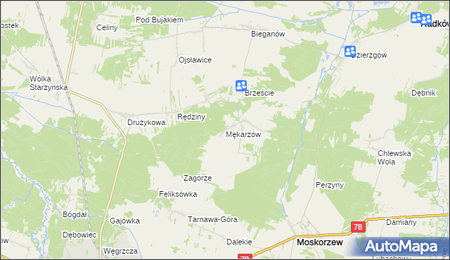 mapa Mękarzów, Mękarzów na mapie Targeo