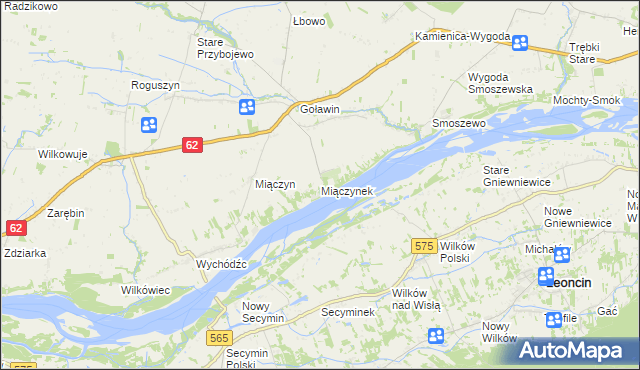 mapa Miączynek, Miączynek na mapie Targeo