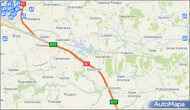 mapa Michalinek gmina Płońsk, Michalinek gmina Płońsk na mapie Targeo