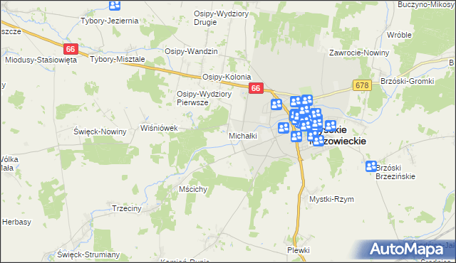mapa Michałki gmina Wysokie Mazowieckie, Michałki gmina Wysokie Mazowieckie na mapie Targeo