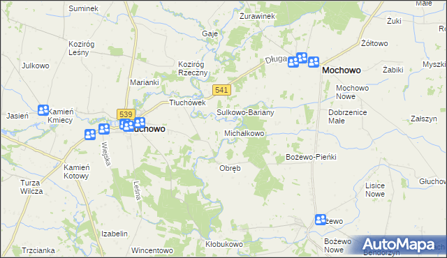 mapa Michałkowo gmina Tłuchowo, Michałkowo gmina Tłuchowo na mapie Targeo