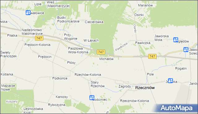 mapa Michałów gmina Rzeczniów, Michałów gmina Rzeczniów na mapie Targeo