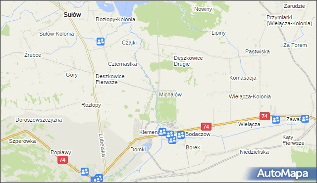 mapa Michalów gmina Sułów, Michalów gmina Sułów na mapie Targeo