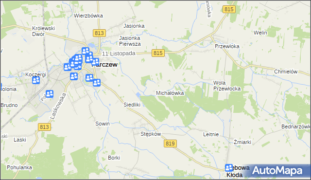 mapa Michałówka gmina Parczew, Michałówka gmina Parczew na mapie Targeo