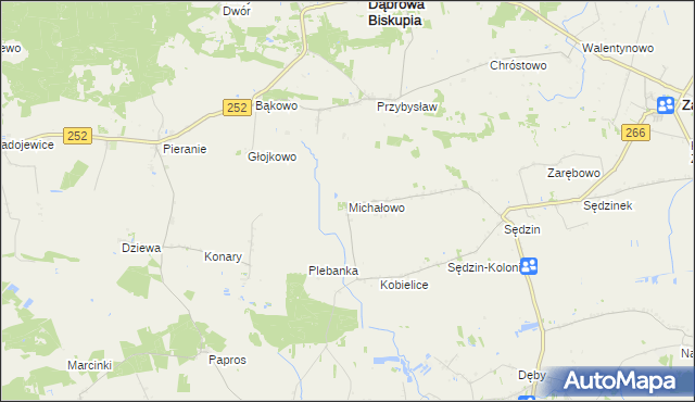 mapa Michałowo gmina Zakrzewo, Michałowo gmina Zakrzewo na mapie Targeo